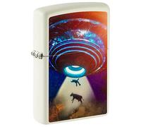 Zippo Encendedor a Prueba de Viento - Modelo UFO - Blanco, Color Image, Acabado Fosforescente - Recargable - Reutilizable - Diseño a Prueba de Viento - Caja de Regalo Hecho en EEUU