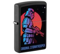 Zippo Encendedor a Prueba de Viento - Original Stormtrooper Moon Diseño - Black Matte - Recargable - Reutilizable - Caja de Regalo Incluida - Hecho en EEUU