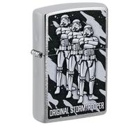 Zippo Encendedor a Prueba de Viento - Original Stormtrooper Squad Diseño - Brushed Chrome - Recargable - Reutilizable - Caja de Regalo Incluida - Hecho en EEUU