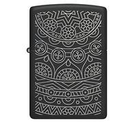 Zippo Diseño Geométrico - Black Matte - Laser Engrave - Mechero, rellenable, en una Caja de Regalo de halta Calidad, Black Matte - Ornate Pattern Silver Engraving