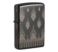 Zippo Tribal Pattern Oriental Design - 540 Colour Image - Refillable Windproof Lighter in Gift Box, High Polish Black - Tribal
