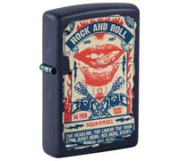 Zippo Windproof Lighter - Rock and Roll Poster Design Navy Matte - Refillable for Lifetime Use - Gift Box - Metal Construction - Made in USA, Navy Matte - Rock & Roll Poster