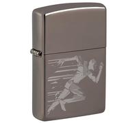 Zippo Encendedor a Prueba de Viento - Running Man - Acabado Black Ice con Imagen Fotográfica - Recargable - Reutilizable - Diseño a Prueba de Viento - Caja de Regalo - Hecho en EEUU
