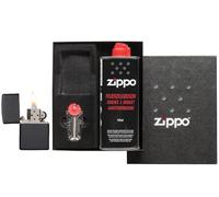 Zippo Encendedor a Prueba de Viento Set de Regalo - Acabado Negro Mate - Combustible y Piedras - Recargable - Reutilizable - Diseño a Prueba de Viento - Caja de Regalo - Hecho en EEUU