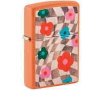 Zippo Encendedor a Prueba de Viento - Wavy Flower - Naranja Mate, Color Image - Recargable - Reutilizable - Caja de Regalo Incluida - Hecho en EEUU