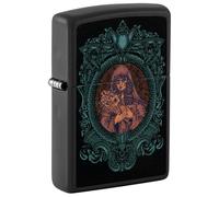 Zippo Encendedor a Prueba de Viento - Woman in The Mirror - Negro Mate - Efecto Luz Negra - Recargable - Reutilizable - Diseño a Prueba de Viento - Caja de Regalo - Hecho en EEUU