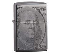 Zippo Encendedor de Bolsillo Negro Hielo de 100 dólares Bill Currency