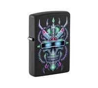 Zippo Encendedor de bolsillo negro mate con diseño de calavera cibernética