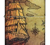 ZIPPO Encendedor Recargable Pirate Ship de 540 Grados con Imagen en Color Blanco Mate, en Caja de Regalo