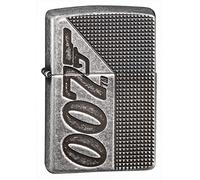 ZIPPO Encendedor Resistente al Viento, James Bond 007™, Deep Carve, Armor® Plata Antigua, Recargable, en Caja de Regalo