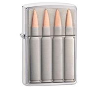 Zippo Encendedor Resistente al Viento, Otros, Cromo Cepillado, Balas, Regular, Brushed Chrome - Bullets