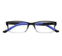 Zippo Gafas de lectura, hechas con un marco de líneas blandas, ideal para hombres y mujeres, diopter +1.00, negro sombreado, varillas azules