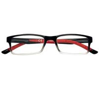 Zippo Gafas de lectura, hechas con un marco de líneas blandas, ideal para hombres y mujeres, diopter +1.00, negro sombreado, barras rojas