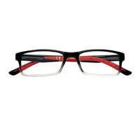 Zippo Gafas de lectura, hechas con un marco de líneas blandas, ideal para hombres y mujeres, diopter +3.00, negro sombreado, barras rojas