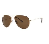 Zippo Gafas de Sol Flash Pilot, polarizadas, protección UV400, Logotipo Izquierdo, para Adultos, Unisex, Fabricadas en Estados Unidos, Montura Dorada, Lentes Marrones y Patillas Doradas