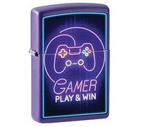ZIPPO - Game Design Play & Win - Deep Purple Matte - Color Image- Mechero para tormentas, Recargable, en Caja de Regalo