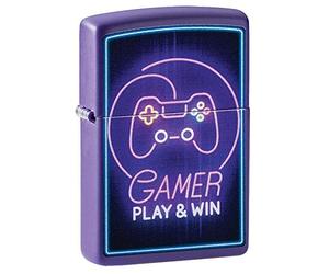 ZIPPO - Game Design Play & Win - Deep Purple Matte - Color Image- Mechero para tormentas, Recargable, en Caja de Regalo