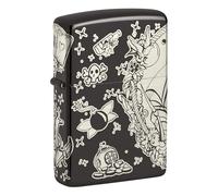Zippo Laser 360° Piraten-Schatz-Design, hochglanzpoliert, Schwarz