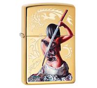 Zippo Mazzi Pocket Lighter Encendedor de Bolsillo, Unisex Adulto, Dragon Girl de latón, 1 Count (Pack of 1)