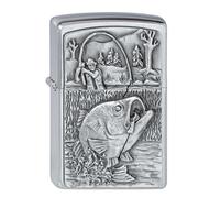 Zippo Mechero 2000407 Bajo Pescando Emblema Mechero de Benzina, Latón Pescador