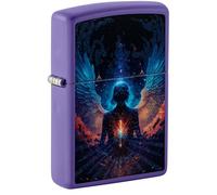 Zippo Mechero - Angel, Purple Matte, Black Light - Recargable - Reutilizable - Diseño Resistente al Viento - Caja de Regalo - Fabricado en EE. UU.