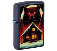 Zippo Mechero - Bear and Cabin, Navy Matte, Color Image - Recargable - Reutilizable - Diseño Resistente al Viento - Caja de Regalo - Hecho en EE. UU.