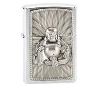 ZIPPO Mechero - Brushed Chrome Laughing Buddha