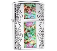 Zippo - Mechero Carcasa Elegante, Armadura de Cromo de Alto Pulido, fusión y Deep Carve, Recargable, Reutilizable, diseño Resistente al Viento, Caja de Regalo, Fabricado en Estados Unidos
