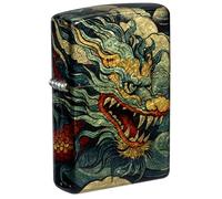 Zippo Mechero - Colourful Dragon, 540° Tumbled Brass, Fusion - Recargable - Reutilizable - Diseño Resistente al Viento - Caja de Regalo - Hecho en EE. UU.