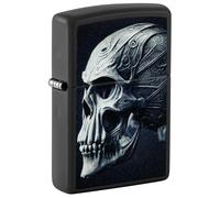Zippo - Mechero con diseño de Calavera Cyberpunk, Negro Mate, Color Image, Recargable, Reutilizable, diseño Resistente al Viento, Caja de Regalo, Fabricado en Estados Unidos