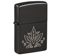 Zippo - Mechero con diseño de Canna olor Negro de Alto Pulido, Grabado láser, Recargable, Reutilizable, diseño Resistente al Viento, Caja de Regalo, Fabricado en Estados Unidos