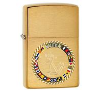 Zippo - Mechero con diseño de Placa Rugosa, Dorado, latón Pulido, Imagen a Color, Recargable, Reutilizable, diseño Resistente al Viento, Caja de Regalo, Fabricado en Estados Unidos