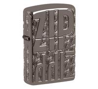 Zippo - Mechero con diseño Negro escarchado con Logotipo, MultiCut, Vintage, Cobre, rellenable, Reutilizable, diseño Resistente al Viento, Caja de Regalo, Fabricado en Estados Unidos