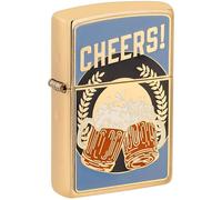 Zippo - Mechero de cerveza para foodies, latón pulido, con emblema, recargable, reutilizable, diseño resistente al viento, caja de regalo, fabricado en Estados Unidos