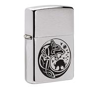 Zippo Viking Design, Chrome Brushed, mechero de tormenta, Recargable, en Caja de Regalo, 200