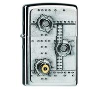 Zippo Encendedor Bullet Holes 3D Cromo cepillado Recargable Resistente al viento