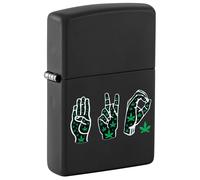 Zippo Mechero de tormenta - Cannabis, Black Matte, Color Image - Recargable - Reutilizable - Diseño Resistente al Viento - Caja de Regalo - Fabricado en Estados Unidos