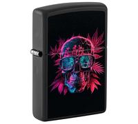 Zippo Mechero de tormenta - Cannabis Skull, Black Matte, Black Light - Recargable - Reutilizable - Diseño Resistente al Viento - Caja de Regalo - Fabricado en Estados Unidos