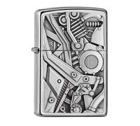 ZIPPO - Mechero de tormenta con Emblema Attached, Street Chrome, Recargable, en Caja de Regalo