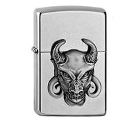 Zippo Mechero de tormenta - Devil Mini Emblema 3D, Street Chrome, Emblema - Recargable - Reutilizable - Diseño Resistente al Viento - Caja de Regalo - Fabricado en Estados Unidos