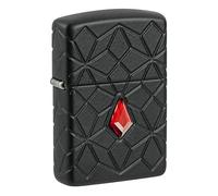 Zippo Mechero - Diamond Pattern, Armor Black Matte, MultiCut w/Crystal Attached - Recargable - Reutilizable - Diseño Resistente al Viento - Caja de Regalo - Fabricado en EE. UU.
