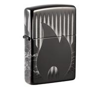 Zippo - Mechero, diseño de Logotipo de Llama y Piedra, Negro de Alto Pulido, Imagen fotográfica de 360º, Recargable, Reutilizable, Resistente al Viento, Caja de Regalo, Fabricado en Estados Unidos