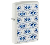 Zippo Mechero - Evil Eye, White Matte, Color Image - Recargable - Reutilizable - Diseño Resistente al Viento - Caja de Regalo - Fabricado en EE. UU.