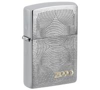 Zippo Mechero - Fans, Brushed Chrome, Auto Two Tone - Recargable - Reutilizable - Diseño Resistente al Viento - Caja de Regalo - Fabricado en EE. UU.