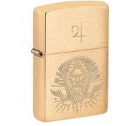 Zippo Mechero - God Jupiter, Brushed Brass, Laser Engrave - Recargable - Reutilizable - Diseño Resistente al Viento - Caja de Regalo - Hecho en EE. UU.