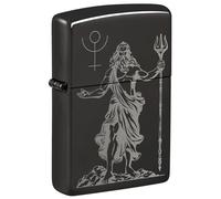 Zippo Mechero - God Pluto, High Polish Black, Photo Image - Recargable - Reutilizable - Diseño Resistente al Viento - Caja de Regalo - Hecho en EE. UU.
