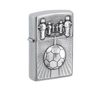 Zippo Mechero - Kicker, Brushed Chrome, Emblem - Recargable - Reutilizable - Diseño Resistente al Viento - Caja de Regalo - Hecho en EE. UU.