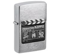 Zippo Mechero - Production Clapboard, Brushed Chrome, Color Image - Recargable - Reutilizable - Diseño Resistente al Viento - Caja de Regalo - Fabricado en EE. UU.