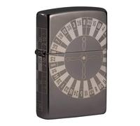 Zippo - Mechero Ruleta, negro escarchado, láser de 360 grados, recargable, reutilizable, diseño resistente al viento, caja de regalo, fabricado en Estados Unidos
