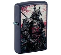 Zippo Mechero - Samurai Warrior, Navy Matte, Color Image - Recargable - Reutilizable - Diseño Resistente al Viento - Caja de Regalo - Hecho en EE. UU.